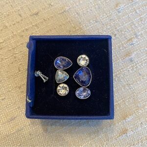 Swarovski Open Face Statement Ring with Large Blue Purple Crystals - Size 9